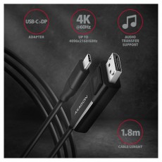 Axagon RVC-DPC USB-C - Displayport kábel Tv kiegészítők - Kábel / csatlakozó - Csatlakozó / elosztó / átalakító - 391552