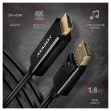 Axagon RVD-HI14C2 Displayport - HDMI 1.4 kábel Tv kiegészítők - Kábel / csatlakozó - Hdmi kábel - 391079