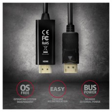 Axagon RVD-HI14C2 Displayport - HDMI 1.4 kábel Tv kiegészítők - Kábel / csatlakozó - Hdmi kábel - 391079