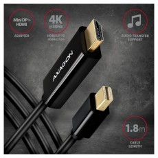 Axagon RVDM-HI14C2 Mini Displayport - HDMI 1.4 kábel Tv kiegészítők - Kábel / csatlakozó - Hdmi kábel - 391080