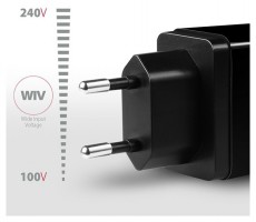 Axagon ACU-DS16 2.2A + 1A Fekete fali töltő Akkuk és töltők - Li-ion akkumulátor és töltő (gyári) - Töltő / hálózati adapter - 394106