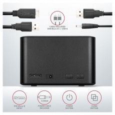 Axagon ADSA-D25 USB 3.2 Gen1 SATA Fekete dual dokkoló állomás Iroda és számítástechnika - Adattároló / merevlemez - Kiegészítő - 395305