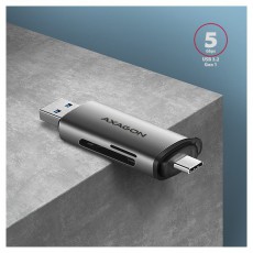 Axagon CRE-SAC USB 3.2 Type-A és Type-C SD/microSD kártyaolvasó Memória kártya / Pendrive - Kártya olvasó - 395348