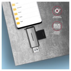 Axagon CRE-SAC USB 3.2 Type-A és Type-C SD/microSD kártyaolvasó Memória kártya / Pendrive - Kártya olvasó - 395348