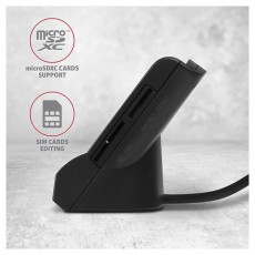 Axagon CRE-SM2 USB 2.0 Smart / ID / SD / MicroSD / SIM Kártyaolvasó Memória kártya / Pendrive - Kártya olvasó - 395350