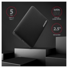 Axagon EE25-SL USB 3.2 Fekete csavar nélküli külső HDD/SSD ház Egyéb - Nem forgalmazzuk ! - 395353