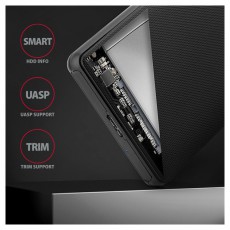 Axagon EE25-SL USB 3.2 Fekete csavar nélküli külső HDD/SSD ház Egyéb - Nem forgalmazzuk ! - 395353