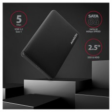 Axagon EE25-SLC USB 3.2 Fekete csavar nélküli külső HDD/SSD ház Egyéb - Nem forgalmazzuk ! - 395354