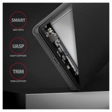 Axagon EE25-SLC USB 3.2 Fekete csavar nélküli külső HDD/SSD ház Egyéb - Nem forgalmazzuk ! - 395354