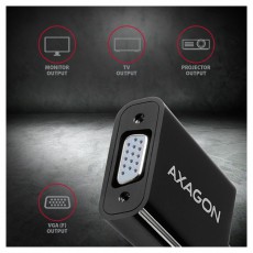 Axagon RVD-VGN Displayport - VGA Adapter Tv kiegészítők - Kábel / csatlakozó - Csatlakozó / elosztó / átalakító - 395418