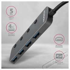 Axagon HUE-MSA 4 portos USB3.0 switch HUB Iroda &eacute;s sz&aacute;m&iacute;t&aacute;stechnika - Notebook kieg&eacute;sz&iacute;tő - USB hub / eloszt&oacute; - 391678