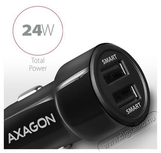 Axagon PWC-5V5 2.4A + 2.4A fekete autós töltő Autóhifi / Autó felszerelés - Autós töltő / szivargyújtó adapter - 412851