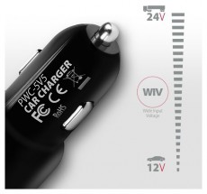Axagon PWC-5V5 2.4A + 2.4A fekete autós töltő Autóhifi / Autó felszerelés - Autós töltő / szivargyújtó adapter - 412851
