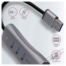 Axagon HMA-GL3AP 3 portos USB3.2. Gen 2 ezüst HUB Gigabit LAN porttal Iroda és számítástechnika - Notebook kiegészítő - USB hub / elosztó - 391981