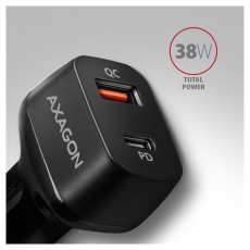 Axagon PWC-PQ38 2x QC3.0 fekete autós töltő Autóhifi / Autó felszerelés - Autós töltő / szivargyújtó adapter - 434550