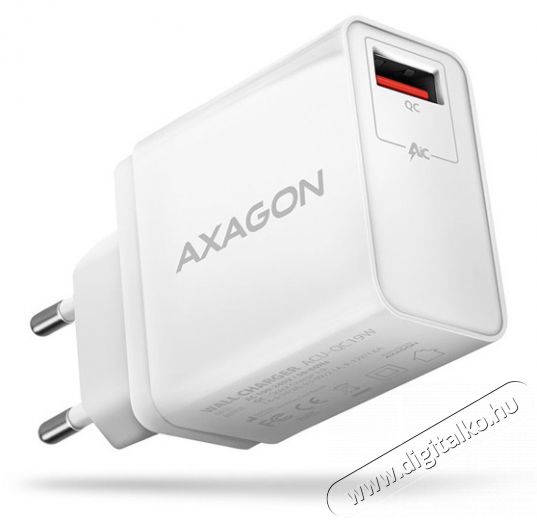 Axagon ACU-QC19W 1xUSB QC 3.0 19W fehér hálózati gyorstöltő adapter Akkuk és töltők - Li-ion akkumulátor és töltő (gyári) - Töltő / hálózati adapter - 456660