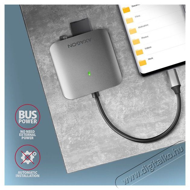 Axagon CRE-S3C USB-C 3.2 SD/microSD/CF k&uuml;lső k&aacute;rtyaolvas&oacute; Mem&oacute;ria k&aacute;rtya / Pendrive - K&aacute;rtya olvas&oacute; - 453166