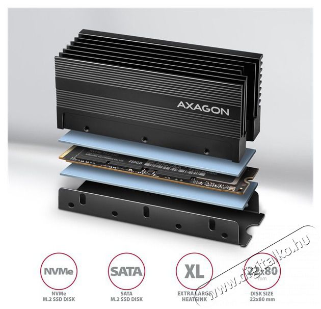 Axagon CLR-M2XL alum&iacute;nium passz&iacute;v hűtő M.2 SSD-hez Iroda &eacute;s sz&aacute;m&iacute;t&aacute;stechnika - Adatt&aacute;rol&oacute; / merevlemez - Kieg&eacute;sz&iacute;tő - 459419