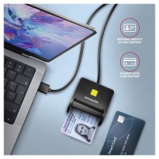 Axagon CRE-SM3N USB Smart card FlatReader okos k&aacute;rtyaolvas&oacute; Mem&oacute;ria k&aacute;rtya / Pendrive - K&aacute;rtya olvas&oacute; - 459129