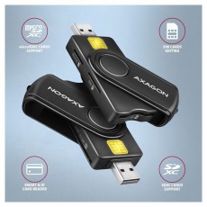 Axagon CRE-SMP2A USB Smart card & SD/microSD/SIM card PocketReader összecsukható okos kártyaolvasó Iroda és számítástechnika - Egyéb számítástechnikai termék - 459256