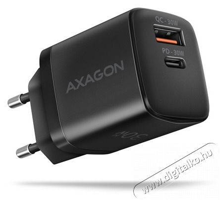 Axagon ACU-PQ30 USB-C + QC3.0 30W fekete fali töltő Akkuk és töltők - Li-ion akkumulátor és töltő (gyári) - Töltő / hálózati adapter - 462225