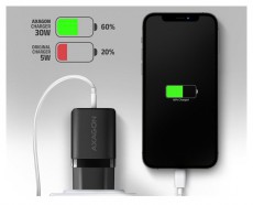 Axagon ACU-PQ30 USB-C + QC3.0 30W fekete fali töltő Akkuk és töltők - Li-ion akkumulátor és töltő (gyári) - Töltő / hálózati adapter - 462225