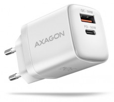 Axagon ACU-PQ30W USB-C + QC3.0 30W fehér fali töltő Akkuk és töltők - Li-ion akkumulátor és töltő (gyári) - Töltő / hálózati adapter - 462226