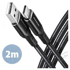 Axagon BUCM-AM20AB 2m Type C - USB fekete adat- és töltőkábel Mobil / Kommunikáció / Smart - Mobiltelefon kiegészítő / tok - Kábel / átalakító - 455793