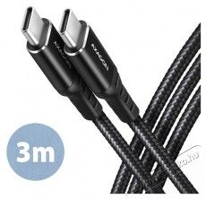 Axagon BUCM-CM30AB 3m Type C - Type C fekete adat- és töltőkábel Mobil / Kommunikáció / Smart - Mobiltelefon kiegészítő / tok - Kábel / átalakító - 455796