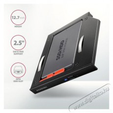 Axagon RSS-CD12 2,5 SATA SSD/HDD caddy optikai meghajtó beépítő keret Iroda és számítástechnika - Adattároló / merevlemez - Kiegészítő - 455411