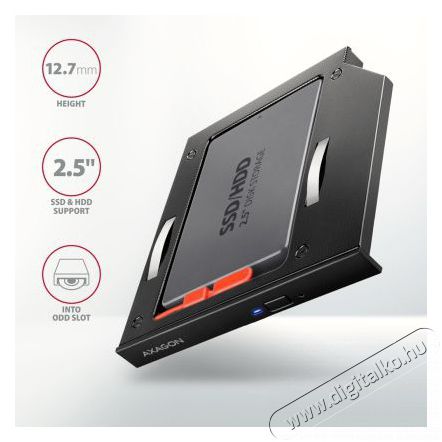 Axagon RSS-CD12 2,5 SATA SSD/HDD caddy optikai meghajtó beépítő keret Egyéb - Nem forgalmazzuk ! - 455411