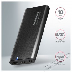 Axagon EEM2-SB2 USB-C 3.2 Gen 2 - M.2 NVMe/SATA fekete csavar nélküli külső SSD ház Iroda és számítástechnika - Adattároló / merevlemez - Külső SSD - 459262