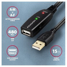 Axagon ADR-215 15m USB 2.0 A apa - anya akt&iacute;v repeater k&aacute;bel Iroda &eacute;s sz&aacute;m&iacute;t&aacute;stechnika - Sz&aacute;m&iacute;t&oacute;g&eacute;p tartoz&eacute;k - USB k&aacute;bel - 476871