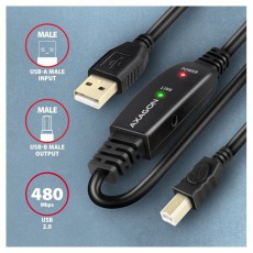 Axagon ADR-220B 20m USB 2.0 A apa - USB B apa akt&iacute;v repeater k&aacute;bel Iroda &eacute;s sz&aacute;m&iacute;t&aacute;stechnika - Sz&aacute;m&iacute;t&oacute;g&eacute;p tartoz&eacute;k - USB k&aacute;bel - 476874