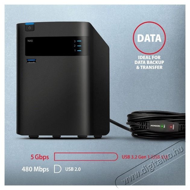 Axagon ADR-310 10m USB 3.2 Gen 1 A apa - anya akt&iacute;v repeater k&aacute;bel Iroda &eacute;s sz&aacute;m&iacute;t&aacute;stechnika - Sz&aacute;m&iacute;t&oacute;g&eacute;p tartoz&eacute;k - USB k&aacute;bel - 476876