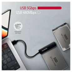 Axagon ADSA-FP2A Slim Adapter Pro USB-A 5GBPS 2,5 SSD/HDD adapter Memória kártya / Pendrive - Adapter - 478617