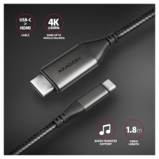 Axagon RVC-HI2MC USB-C - HDMI 2.0 kábel Tv kiegészítők - Kábel / csatlakozó - Hdmi kábel - 477446