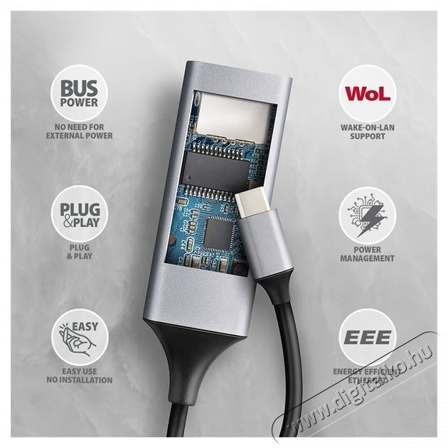 Axagon ADE-TXPD Kompakt alum&iacute;nium USB-C 3.2 Gen1 Gigabit Ethernet 10/100/1000Mbit adapter Iroda &eacute;s sz&aacute;m&iacute;t&aacute;stechnika - Notebook kieg&eacute;sz&iacute;tő - Egy&eacute;b notebook kieg&eacute;sz&iacute;tő - 499925
