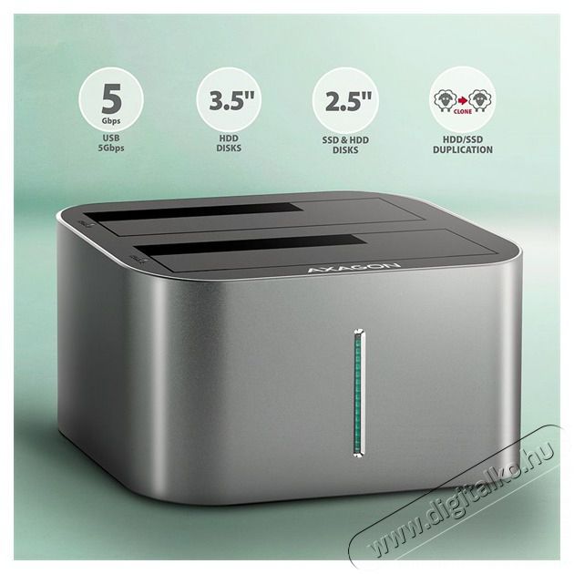 Axagon ADSA-DC SuperSpeed USB DUAL 2.5/3.5 HDD/SSD DUAL dokkol&oacute; Iroda &eacute;s sz&aacute;m&iacute;t&aacute;stechnika - Adatt&aacute;rol&oacute; / merevlemez - Kieg&eacute;sz&iacute;tő - 500358