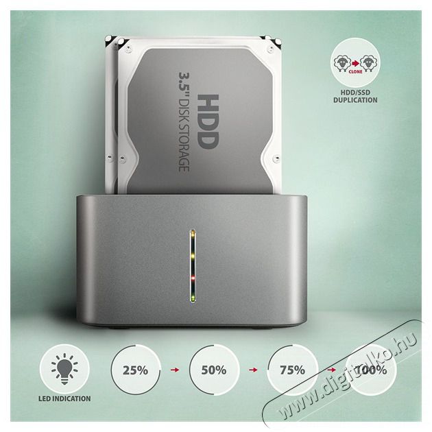 Axagon ADSA-DC SuperSpeed USB DUAL 2.5/3.5 HDD/SSD DUAL dokkol&oacute; Iroda &eacute;s sz&aacute;m&iacute;t&aacute;stechnika - Adatt&aacute;rol&oacute; / merevlemez - Kieg&eacute;sz&iacute;tő - 500358