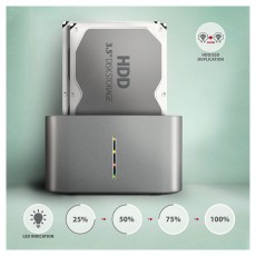 Axagon ADSA-DC SuperSpeed USB DUAL 2.5/3.5 HDD/SSD DUAL dokkol&oacute; Iroda &eacute;s sz&aacute;m&iacute;t&aacute;stechnika - Adatt&aacute;rol&oacute; / merevlemez - Kieg&eacute;sz&iacute;tő - 500358