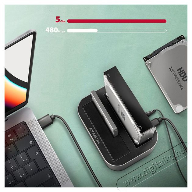 Axagon ADSA-DC SuperSpeed USB DUAL 2.5/3.5 HDD/SSD DUAL dokkol&oacute; Iroda &eacute;s sz&aacute;m&iacute;t&aacute;stechnika - Adatt&aacute;rol&oacute; / merevlemez - Kieg&eacute;sz&iacute;tő - 500358