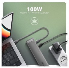 Axagon HMC-10HLS USB-C 5Gbps LONGER 9in1 hub Iroda és számítástechnika - Notebook kiegészítő - USB hub / elosztó - 500353