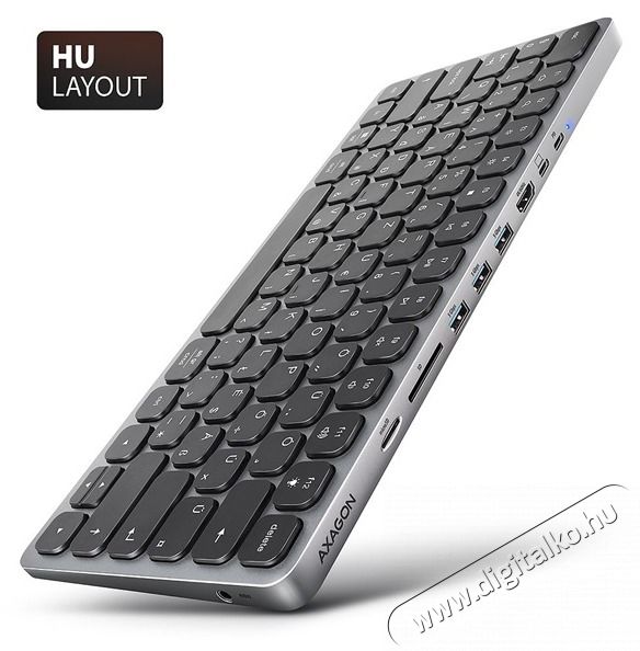 Axagon HMC-KB-HU Magyar billentyűzet &eacute;s 9 az 1-ben hub Mobil / Kommunik&aacute;ci&oacute; / Smart - Tablet / E-book kieg&eacute;sz&iacute;tő, tok - Billentyűzet - 500345