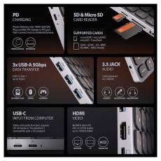 Axagon HMC-KB-HU Magyar billentyűzet &eacute;s 9 az 1-ben hub Mobil / Kommunik&aacute;ci&oacute; / Smart - Tablet / E-book kieg&eacute;sz&iacute;tő, tok - Billentyűzet - 500345