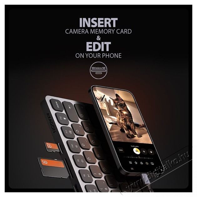 Axagon HMC-KB-HU Magyar billentyűzet &eacute;s 9 az 1-ben hub Mobil / Kommunik&aacute;ci&oacute; / Smart - Tablet / E-book kieg&eacute;sz&iacute;tő, tok - Billentyűzet - 500345