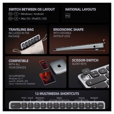 Axagon HMC-KB-HU Magyar billentyűzet &eacute;s 9 az 1-ben hub Mobil / Kommunik&aacute;ci&oacute; / Smart - Tablet / E-book kieg&eacute;sz&iacute;tő, tok - Billentyűzet - 500345