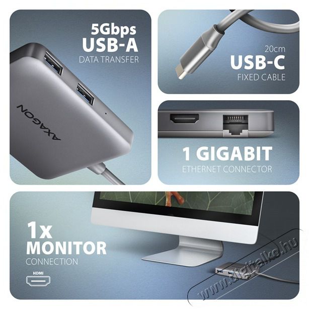 Axagon HMC-5HL SuperSpeed USB-C 5in1 hub Iroda &eacute;s sz&aacute;m&iacute;t&aacute;stechnika - Notebook kieg&eacute;sz&iacute;tő - USB hub / eloszt&oacute; - 500382
