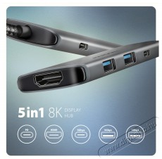 Axagon HMC-5H8K USB-C 5Gbps 5in1 8K hub Iroda és számítástechnika - Notebook kiegészítő - USB hub / elosztó - 500354