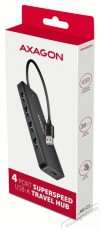Axagon HUE-C1A TRAVEL Hub, USB-A 5Gbps, 4x USB-A, USB-C power IN, cable 19cm Iroda és számítástechnika - Notebook kiegészítő - USB hub / elosztó - 503333